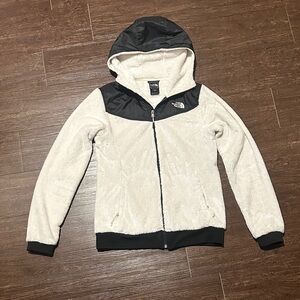 The North Face Black Cream Hooded Womens Jacket Soft Warm Small
